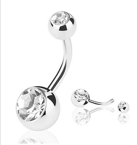 Body Jewelry Surgical Steel - 50PCS Body Jewelry-Double Crystal Gems Navel