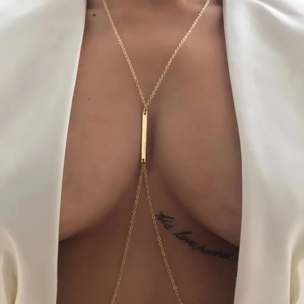 Sexy Metal Chest Chain Harness - Body Jewelry Necklace 评论和价格