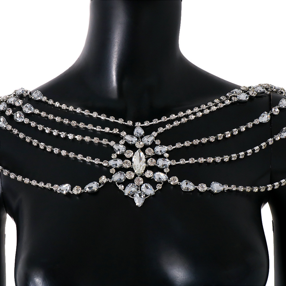 Boho Crystal Bridal Shoulder C - Body Jewelry Necklace 评论和价格