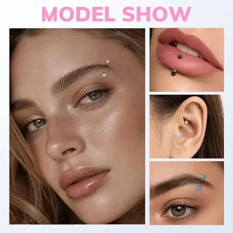 6Pairs 16G Piercing Jewelry Ro - Body Jewelry Surgical Steel 评论和价格