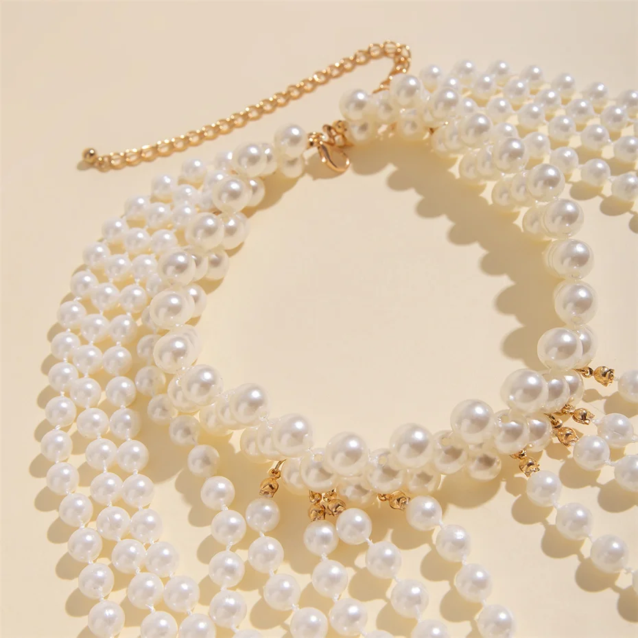 Bridal Tassel Imitation Pearl  - Body Jewelry Necklace 评论和价格
